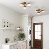 image:imageNathan James Artisan MidCentury Modern Flush Mount Ceiling Light Flush Mount Lighting Fixture for Kitchen or Living Room with Brass Accent Line Shade and Frosted Glass DiffuserVintaged Brass