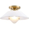 image:imageNathan James Artisan MidCentury Modern Flush Mount Ceiling Light Flush Mount Lighting Fixture for Kitchen or Living Room with Brass Accent Line Shade and Frosted Glass DiffuserWhiteGold