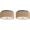 image:imageNathan James Artisan MidCentury Modern Flush Mount Ceiling Light Flush Mount Lighting Fixture for Kitchen or Living Room with Brass Accent Line Shade and Frosted Glass DiffuserLight BrownSeagrass