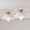 image:imageNathan James Artisan MidCentury Modern Flush Mount Ceiling Light Flush Mount Lighting Fixture for Kitchen or Living Room with Brass Accent Line Shade and Frosted Glass DiffuserWhiteGold
