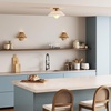 image:imageNathan James Artisan MidCentury Modern Flush Mount Ceiling Light Flush Mount Lighting Fixture for Kitchen or Living Room with Brass Accent Line Shade and Frosted Glass DiffuserWhiteGold