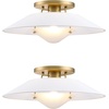 image:imageNathan James Artisan MidCentury Modern Flush Mount Ceiling Light Flush Mount Lighting Fixture for Kitchen or Living Room with Brass Accent Line Shade and Frosted Glass DiffuserWhiteGold