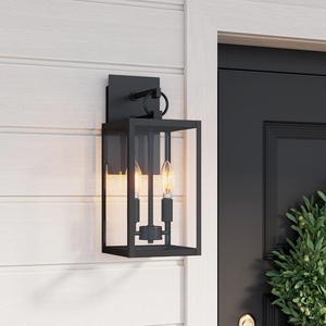 image:imageNathan James Ferris Outdoor Black Wall Sconce Light Fixture Porch Lantern for Exterior with Iron Frame and Clear Glass Shade BlackClear