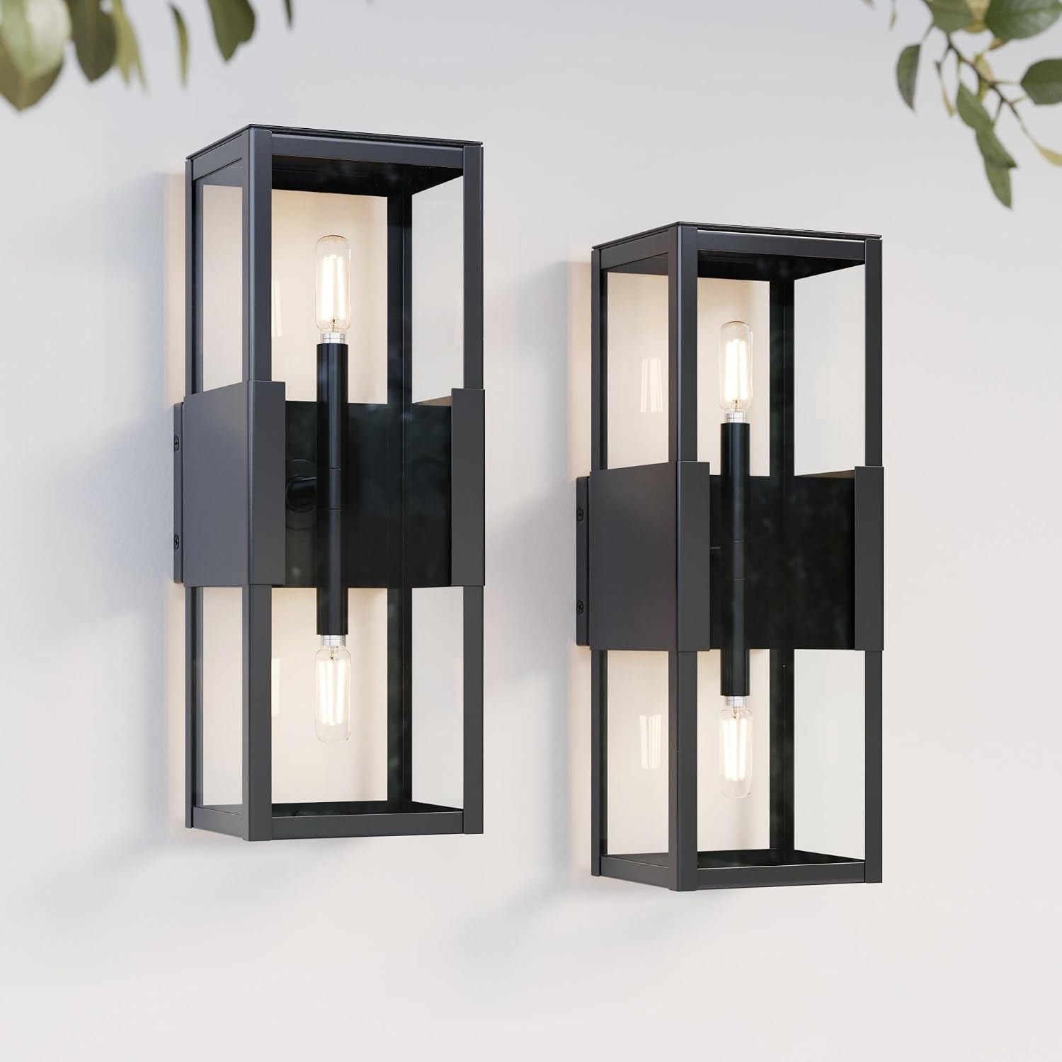 image:imageNathan James Zemi MidCentury Modern Indoor or Outdoor Decorative Wall Light Black Wall Sconce for Bedroom or Wall Mount Porch Light Matte Black Set of 2Julio Black