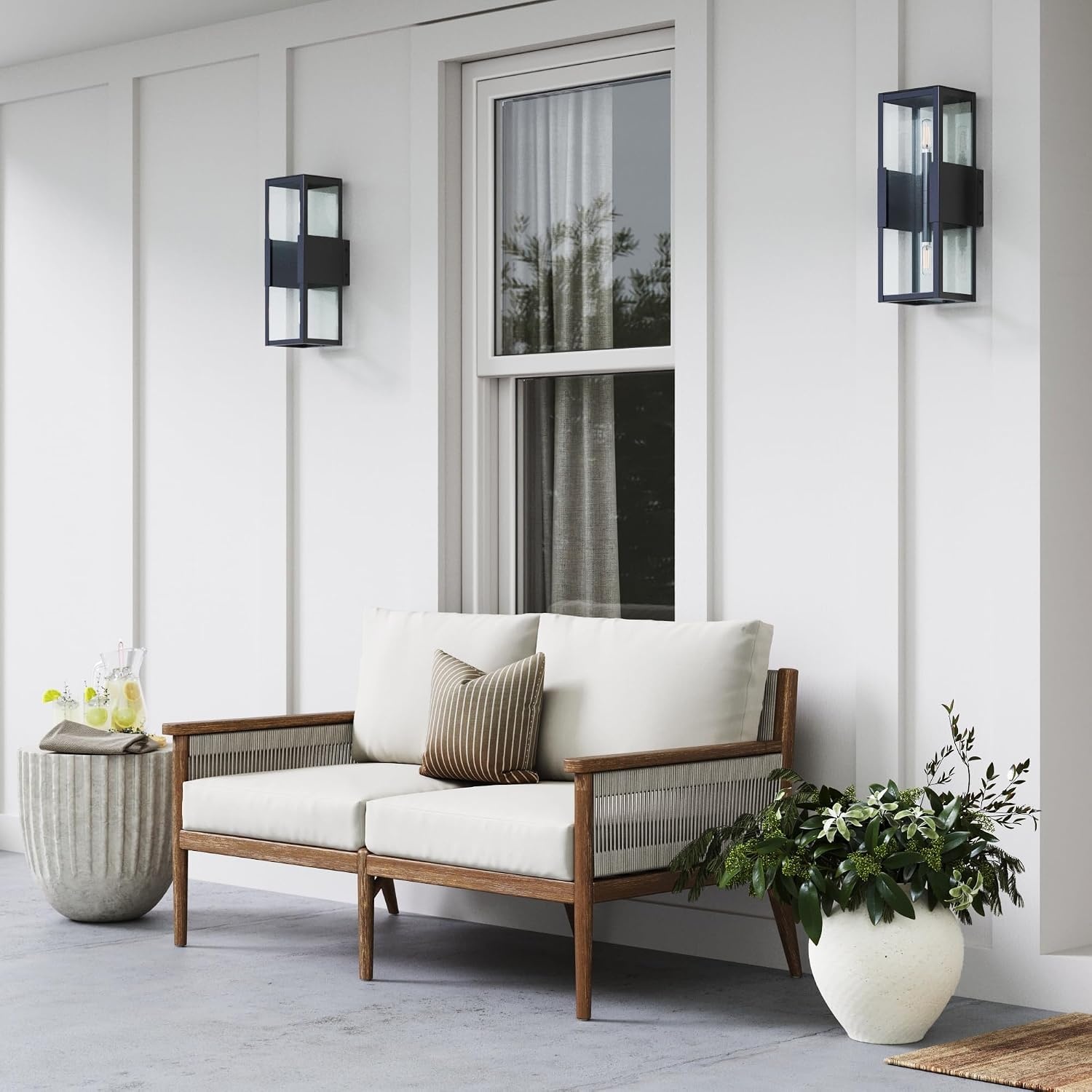 image:imageNathan James Zemi MidCentury Modern Indoor or Outdoor Decorative Wall Light Black Wall Sconce for Bedroom or Wall Mount Porch Light Matte Black Set of 2Julio Black