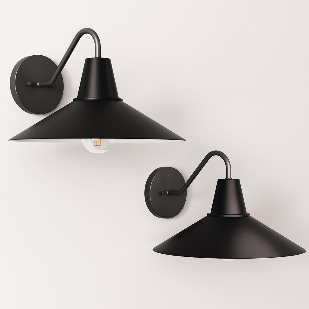 image:imageNathan James Zemi MidCentury Modern Indoor or Outdoor Decorative Wall Light Black Wall Sconce for Bedroom or Wall Mount Porch Light Matte Black Set of 2Zemi Black