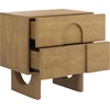 image:imageAndrew End Bedside or Side Table in Matte White Finish with Two Natural Rattan Drawers Doors for Storage and Brass Gold Accents for Living Room or Bedroom WhiteCaneGoldJett Light Brown