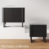 image:imageAndrew End Bedside or Side Table in Matte White Finish with Two Natural Rattan Drawers Doors for Storage and Brass Gold Accents for Living Room or Bedroom WhiteCaneGoldBlack