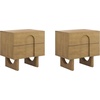 image:imageAndrew End Bedside or Side Table in Matte White Finish with Two Natural Rattan Drawers Doors for Storage and Brass Gold Accents for Living Room or Bedroom WhiteCaneGoldJett Light Brown