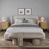 image:imageAndrew End Bedside or Side Table in Matte White Finish with Two Natural Rattan Drawers Doors for Storage and Brass Gold Accents for Living Room or Bedroom WhiteCaneGoldLight Brown