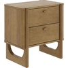 image:imageAndrew End Bedside or Side Table in Matte White Finish with Two Natural Rattan Drawers Doors for Storage and Brass Gold Accents for Living Room or Bedroom WhiteCaneGoldLight Brown