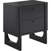 image:imageAndrew End Bedside or Side Table in Matte White Finish with Two Natural Rattan Drawers Doors for Storage and Brass Gold Accents for Living Room or Bedroom WhiteCaneGoldBlack