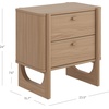 image:imageAndrew End Bedside or Side Table in Matte White Finish with Two Natural Rattan Drawers Doors for Storage and Brass Gold Accents for Living Room or Bedroom WhiteCaneGoldRaw Oak