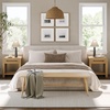 image:imageAndrew End Bedside or Side Table in Matte White Finish with Two Natural Rattan Drawers Doors for Storage and Brass Gold Accents for Living Room or Bedroom WhiteCaneGoldBenjamin Light Brown