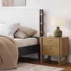image:imageAndrew End Bedside or Side Table in Matte White Finish with Two Natural Rattan Drawers Doors for Storage and Brass Gold Accents for Living Room or Bedroom WhiteCaneGoldLight Brown