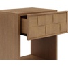 image:imageAndrew End Bedside or Side Table in Matte White Finish with Two Natural Rattan Drawers Doors for Storage and Brass Gold Accents for Living Room or Bedroom WhiteCaneGoldPaige Light Brown