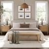 image:imageAndrew End Bedside or Side Table in Matte White Finish with Two Natural Rattan Drawers Doors for Storage and Brass Gold Accents for Living Room or Bedroom WhiteCaneGoldRaw Oak