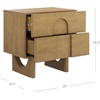 image:imageAndrew End Bedside or Side Table in Matte White Finish with Two Natural Rattan Drawers Doors for Storage and Brass Gold Accents for Living Room or Bedroom WhiteCaneGoldJett Light Brown