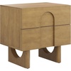 image:imageAndrew End Bedside or Side Table in Matte White Finish with Two Natural Rattan Drawers Doors for Storage and Brass Gold Accents for Living Room or Bedroom WhiteCaneGoldJett Light Brown