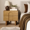 image:imageAndrew End Bedside or Side Table in Matte White Finish with Two Natural Rattan Drawers Doors for Storage and Brass Gold Accents for Living Room or Bedroom WhiteCaneGoldJett Light Brown