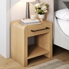 image:imageAndrew End Bedside or Side Table in Matte White Finish with Two Natural Rattan Drawers Doors for Storage and Brass Gold Accents for Living Room or Bedroom WhiteCaneGoldBenjamin Light Brown