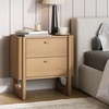 image:imageAndrew End Bedside or Side Table in Matte White Finish with Two Natural Rattan Drawers Doors for Storage and Brass Gold Accents for Living Room or Bedroom WhiteCaneGoldRaw Oak