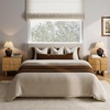 image:imageAndrew End Bedside or Side Table in Matte White Finish with Two Natural Rattan Drawers Doors for Storage and Brass Gold Accents for Living Room or Bedroom WhiteCaneGoldJett Light Brown