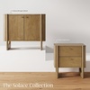 image:imageAndrew End Bedside or Side Table in Matte White Finish with Two Natural Rattan Drawers Doors for Storage and Brass Gold Accents for Living Room or Bedroom WhiteCaneGoldLight Brown