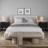 image:imageAndrew End Bedside or Side Table in Matte White Finish with Two Natural Rattan Drawers Doors for Storage and Brass Gold Accents for Living Room or Bedroom WhiteCaneGoldBlack
