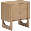 image:imageAndrew End Bedside or Side Table in Matte White Finish with Two Natural Rattan Drawers Doors for Storage and Brass Gold Accents for Living Room or Bedroom WhiteCaneGoldRaw Oak