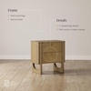 image:imageAndrew End Bedside or Side Table in Matte White Finish with Two Natural Rattan Drawers Doors for Storage and Brass Gold Accents for Living Room or Bedroom WhiteCaneGoldLight Brown