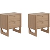 image:imageAndrew End Bedside or Side Table in Matte White Finish with Two Natural Rattan Drawers Doors for Storage and Brass Gold Accents for Living Room or Bedroom WhiteCaneGoldRaw Oak