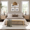 image:imageAndrew End Bedside or Side Table in Matte White Finish with Two Natural Rattan Drawers Doors for Storage and Brass Gold Accents for Living Room or Bedroom WhiteCaneGoldRaw Oak