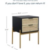 image:imageAndrew End Bedside or Side Table in Matte White Finish with Two Natural Rattan Drawers Doors for Storage and Brass Gold Accents for Living Room or Bedroom WhiteCaneGoldBlackCaneGold