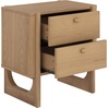 image:imageAndrew End Bedside or Side Table in Matte White Finish with Two Natural Rattan Drawers Doors for Storage and Brass Gold Accents for Living Room or Bedroom WhiteCaneGoldRaw Oak