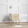 image:imageAndrew End Bedside or Side Table in Matte White Finish with Two Natural Rattan Drawers Doors for Storage and Brass Gold Accents for Living Room or Bedroom WhiteCaneGoldWhiteCaneGold