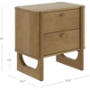 image:imageAndrew End Bedside or Side Table in Matte White Finish with Two Natural Rattan Drawers Doors for Storage and Brass Gold Accents for Living Room or Bedroom WhiteCaneGoldLight Brown