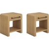 image:imageAndrew End Bedside or Side Table in Matte White Finish with Two Natural Rattan Drawers Doors for Storage and Brass Gold Accents for Living Room or Bedroom WhiteCaneGoldBenjamin Light Brown
