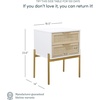 image:imageAndrew End Bedside or Side Table in Matte White Finish with Two Natural Rattan Drawers Doors for Storage and Brass Gold Accents for Living Room or Bedroom WhiteCaneGoldWhiteCaneGold