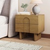 image:imageAndrew End Bedside or Side Table in Matte White Finish with Two Natural Rattan Drawers Doors for Storage and Brass Gold Accents for Living Room or Bedroom WhiteCaneGoldJett Light Brown