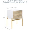 image:imageAndrew End Bedside or Side Table in Matte White Finish with Two Natural Rattan Drawers Doors for Storage and Brass Gold Accents for Living Room or Bedroom WhiteCaneGoldWhiteCaneGold