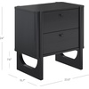 image:imageAndrew End Bedside or Side Table in Matte White Finish with Two Natural Rattan Drawers Doors for Storage and Brass Gold Accents for Living Room or Bedroom WhiteCaneGoldBlack
