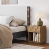 image:imageAndrew End Bedside or Side Table in Matte White Finish with Two Natural Rattan Drawers Doors for Storage and Brass Gold Accents for Living Room or Bedroom WhiteCaneGoldPaige Light Brown