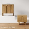 image:imageAndrew End Bedside or Side Table in Matte White Finish with Two Natural Rattan Drawers Doors for Storage and Brass Gold Accents for Living Room or Bedroom WhiteCaneGoldJett Light Brown