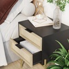 image:imageAndrew End Bedside or Side Table in Matte White Finish with Two Natural Rattan Drawers Doors for Storage and Brass Gold Accents for Living Room or Bedroom WhiteCaneGoldBlackCaneGold