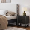 image:imageAndrew End Bedside or Side Table in Matte White Finish with Two Natural Rattan Drawers Doors for Storage and Brass Gold Accents for Living Room or Bedroom WhiteCaneGoldBlack