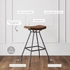 image:imageArlo Modern Backless Upholstered Kitchen Counter Bar Stool with DoubleLayered Saddle Seat and Black Metal Base BrownMatte Black Set of 2BrownBlack