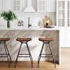 image:imageArlo Modern Backless Upholstered Kitchen Counter Bar Stool with DoubleLayered Saddle Seat and Black Metal Base BrownMatte Black Set of 2BrownBlack