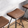 image:imageArlo Modern Backless Upholstered Kitchen Counter Bar Stool with DoubleLayered Saddle Seat and Black Metal Base BrownMatte Black Set of 2BrownBlack