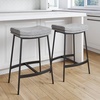 image:imageArlo Modern Backless Upholstered Kitchen Counter Bar Stool with DoubleLayered Saddle Seat and Black Metal Base BrownMatte Black Set of 2Feather GrayMatte Black